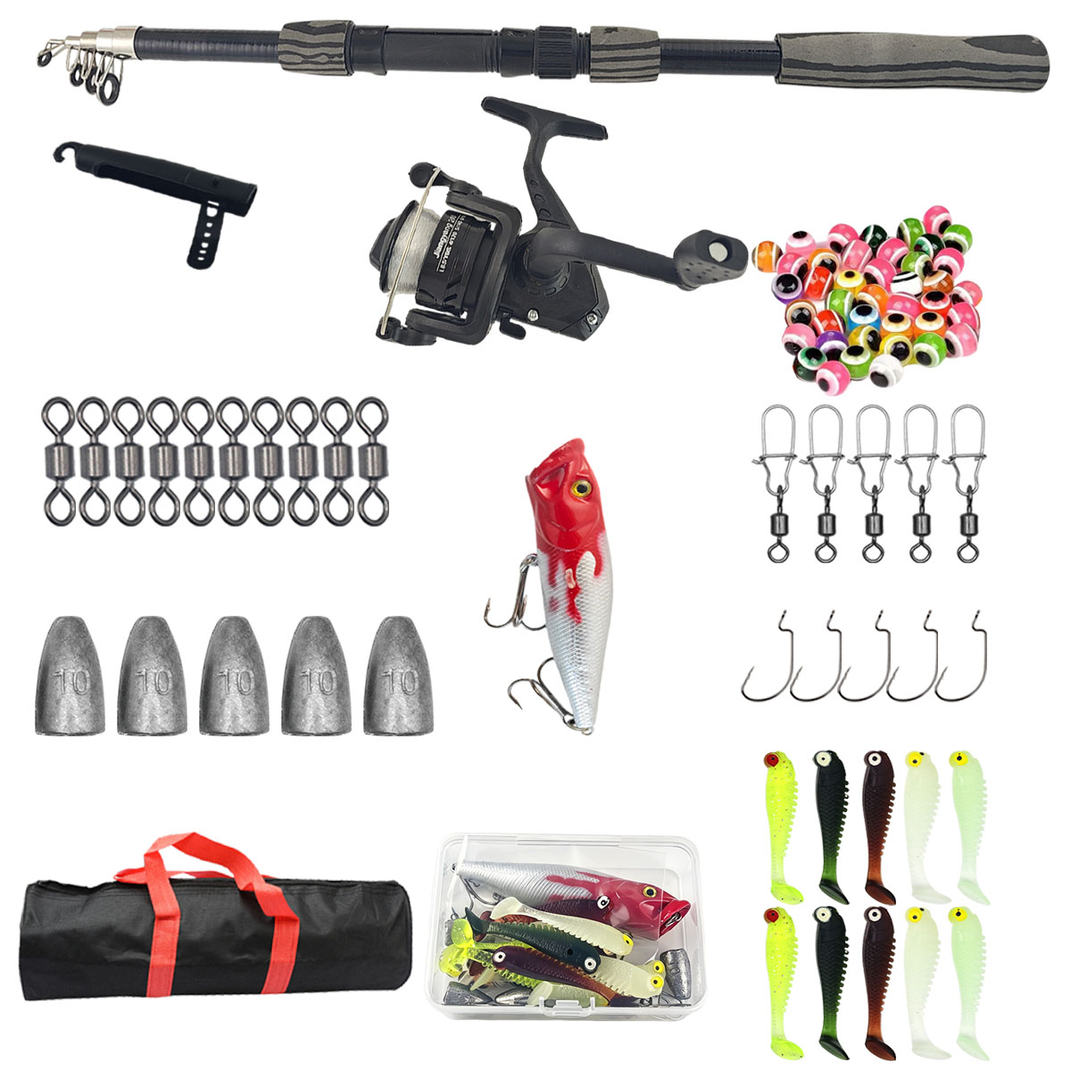 Fishing Rod Combo - Portable Telescopic Fishing Rod Kit 1.8m