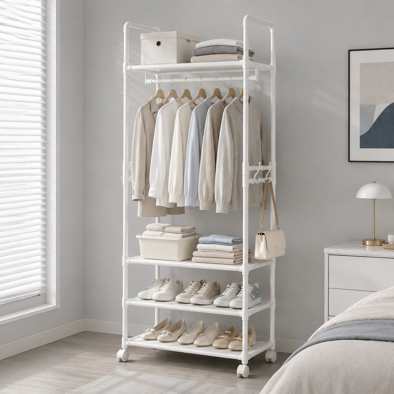 Rolling Clothes Rack With Whee - Fishing Rod Travel review and price